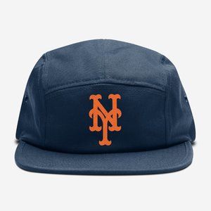 Navy Five-Panel Cap with Orange NY Logo